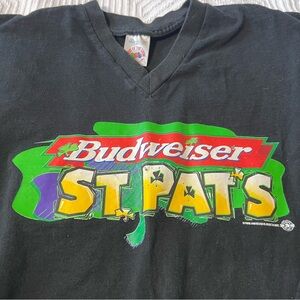 Vintage 1995‎ Budweiser St. Pat’s V-Neck 3/4 Sleeve Shirt Adult M/L Black EUC
